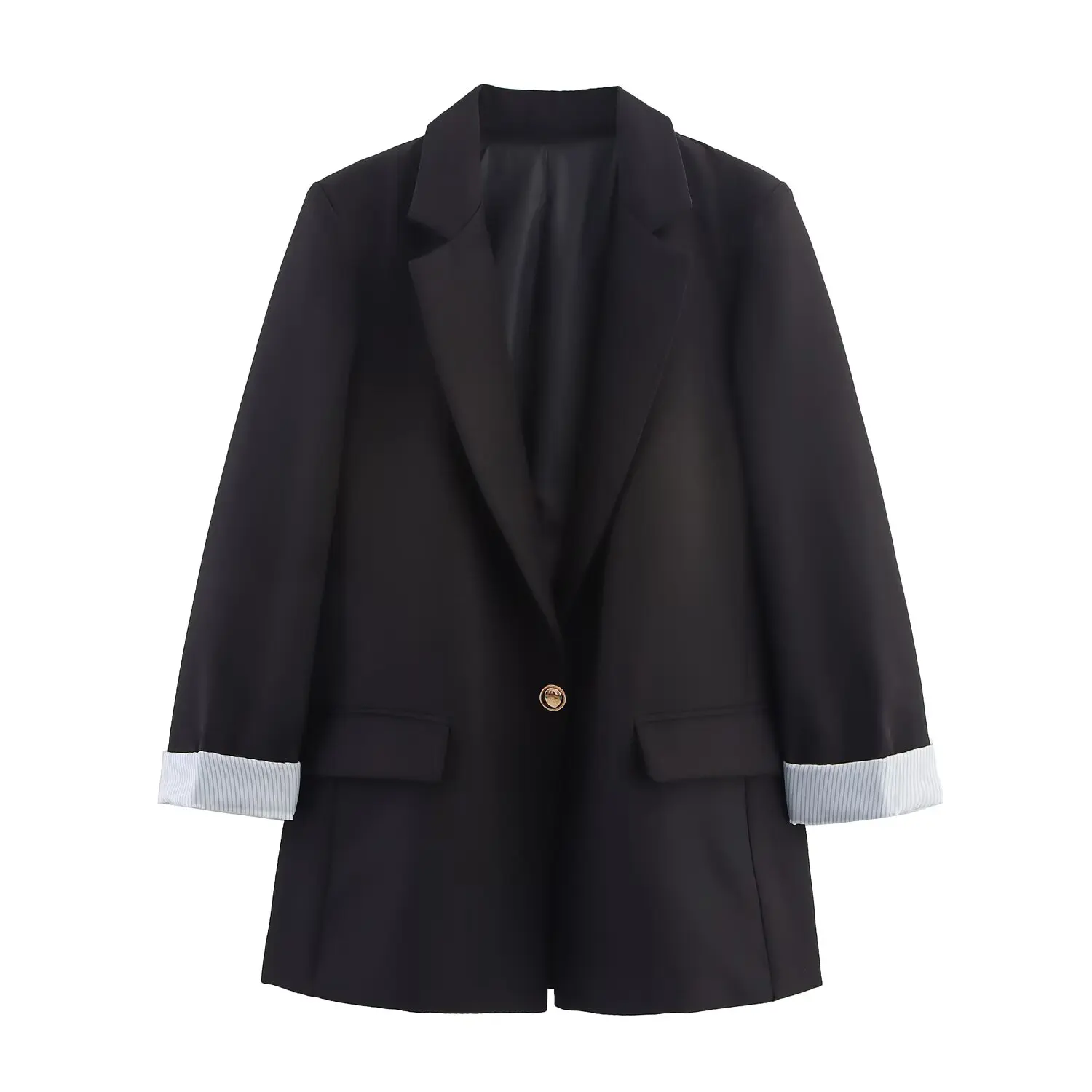 JNLEAOG Faionable bedrukt manchetpak Jaet Dames Busin Wear Veelzijdige lange Sve polyester jas voor de herfst