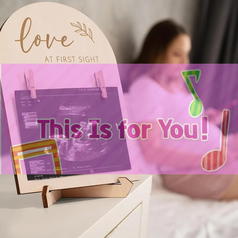 【HMA】1 Set Expectant Mothers To Announce Pregnancy Or Baby Birth Ornament Wooden Ultrasonic Photo Frame Party Decoration Favors