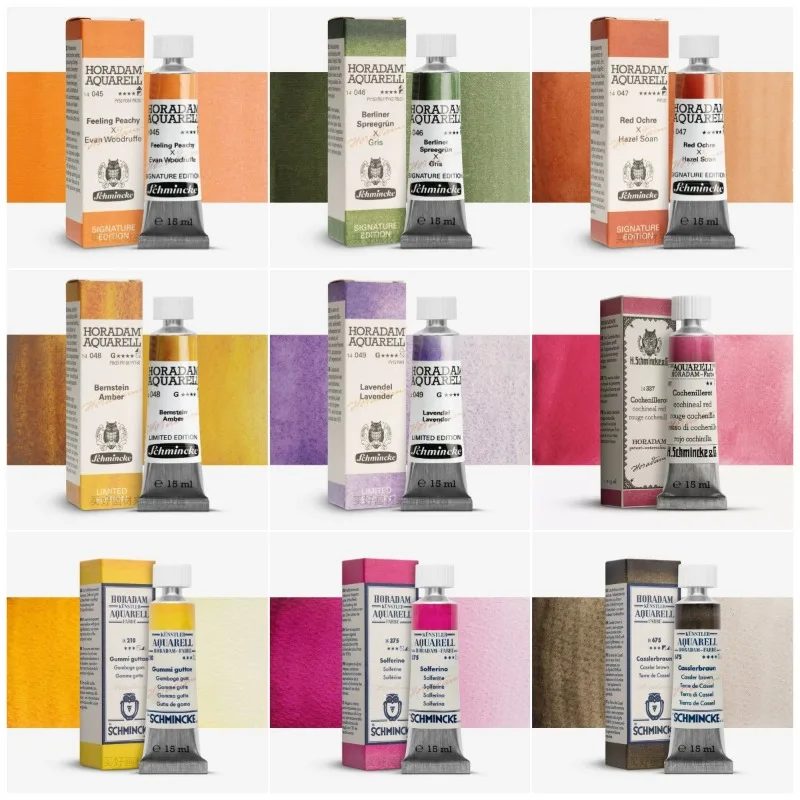Schmincke Horadam Aquarell Limited Special Color Artists Watercolor 15ml Tube Professional Painting Pigment Art Supplies