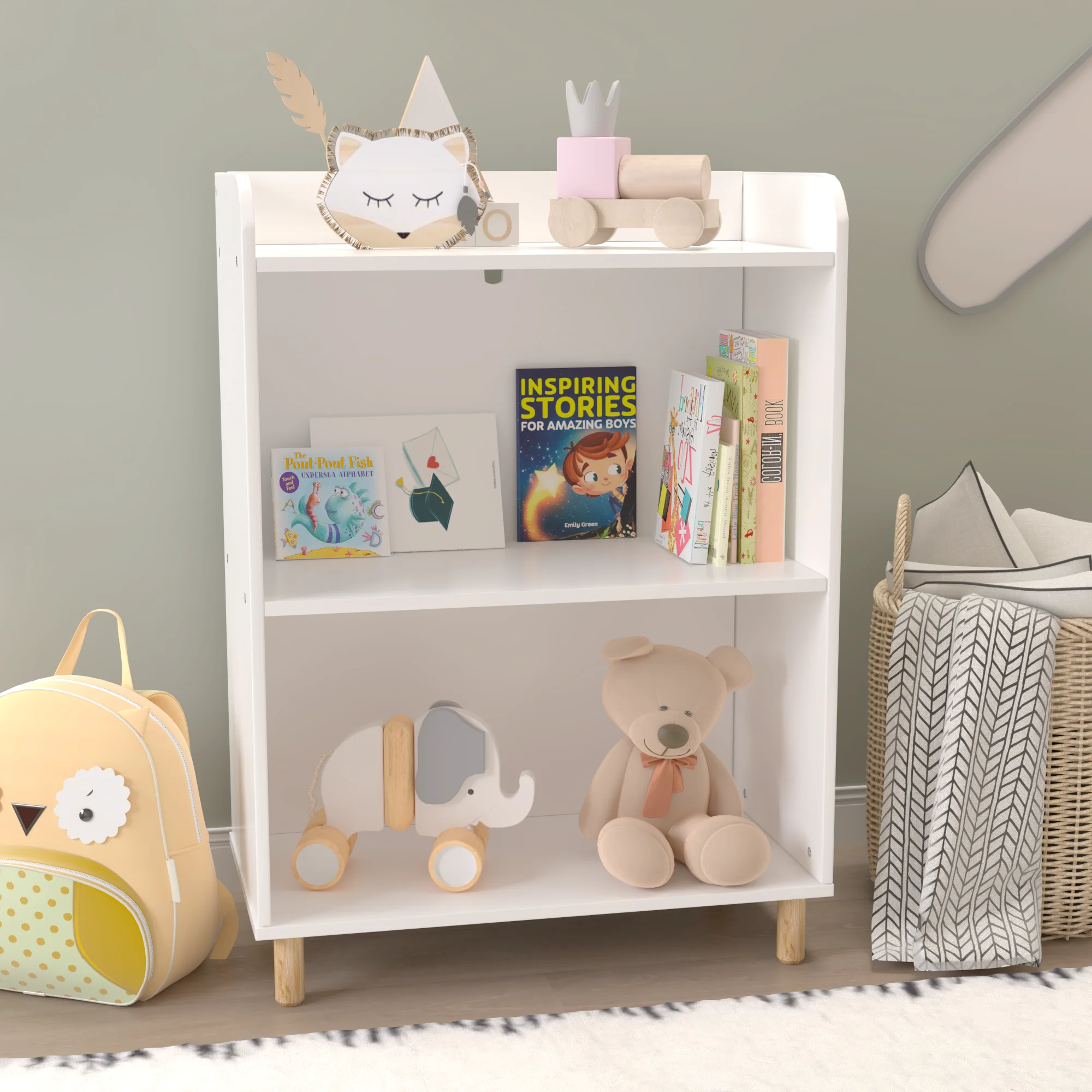 

Kids 3-Tier Bookcase, Children's Book Display, Bookshelf Toy Storage Cabinet Organizer for Children's Room, Playroom, Nursery