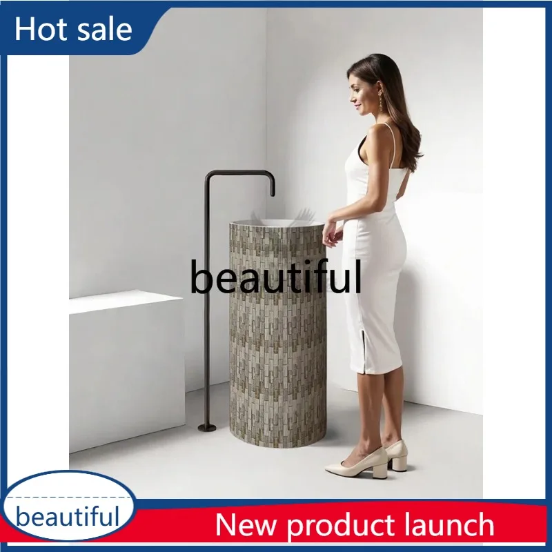 A17 Color round floor wash basin hotel B & B club villa bathroom creative art column basin