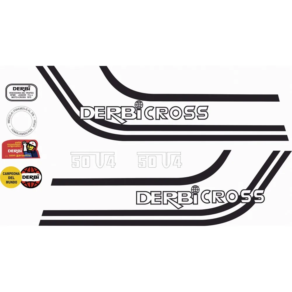 Classic Motobike compatible stickers  Kit DERBI Cross 50v4