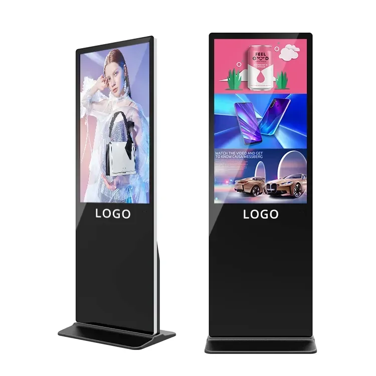 Hot sale 49/55'' LCD Display Indoor Floor Stand Digital Totem 450 nits Brightness Vertical Kiosk Digital Advertising Screens