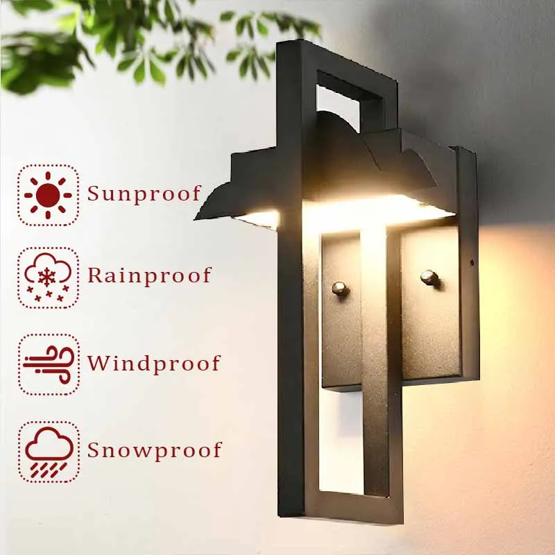 

IP65 водонепроницаемые уличные настенные светильники, современные светодиодные светильники для наружного освещения 12 Вт, винтажные черные настенные светильники, предметы домашнего декора