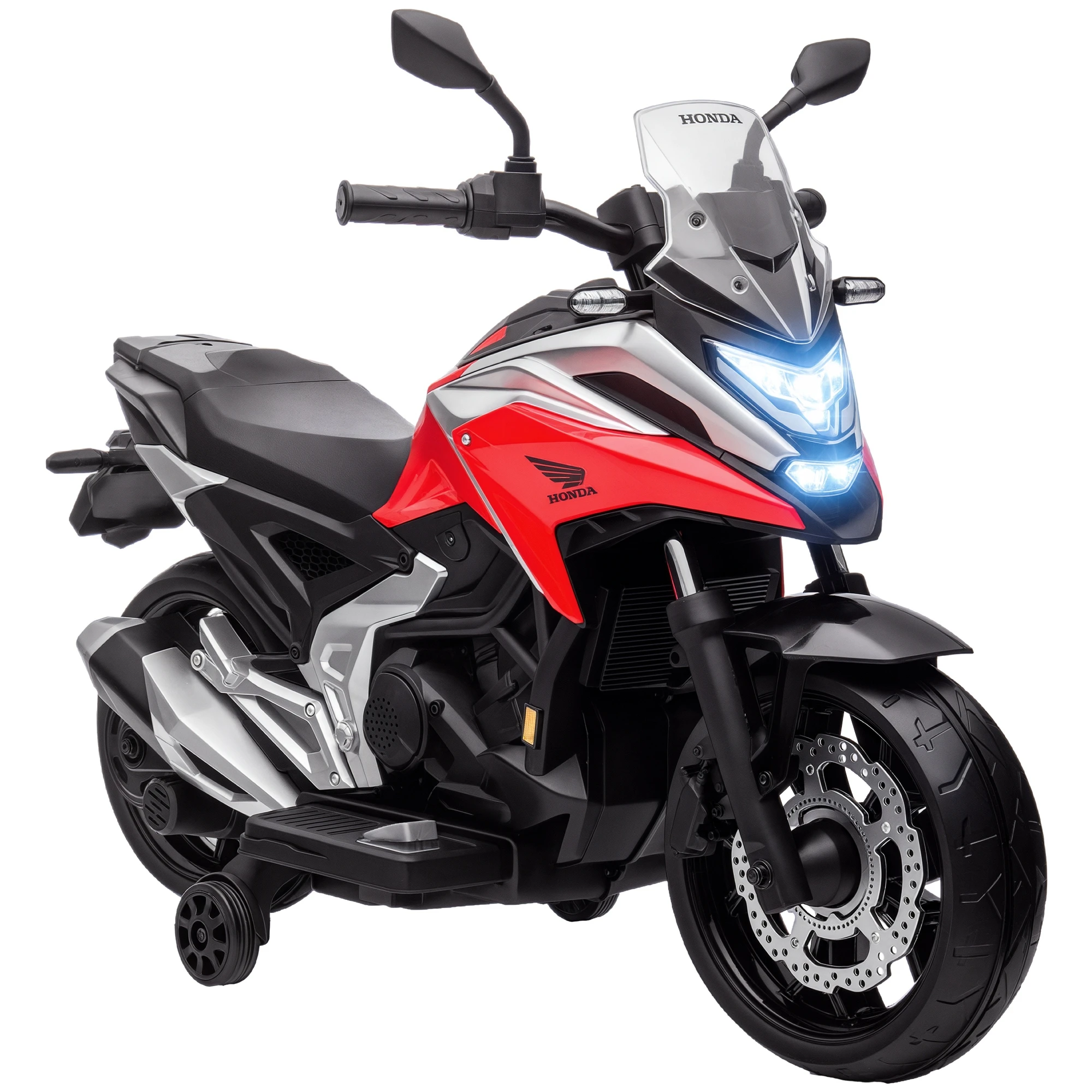 AIYAPLAY Moto Eléctrica para Niños de +3 Años con Licencia Honda con USB MP3 Luz LED y Velocidad 3 km/h Carga 30 kg Rojo
