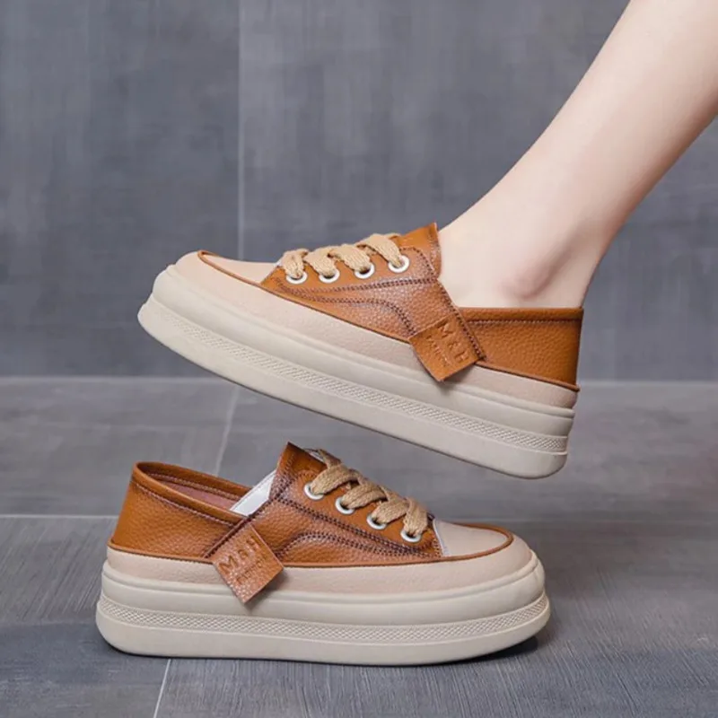 2025 nuevos zapatos de mujer, zapatillas de plataforma, moda para caminar, con cordones, zapatos cómodos de alta calidad para correr para mujer