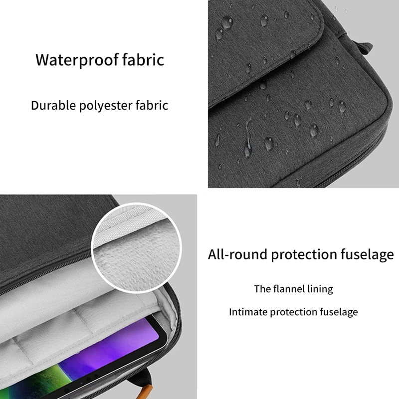 1 PCS Tablet Sleeve Case Black-Gray Polyester For Ipad Pro 11 Ipad 10Th Air 5 10.9 10.2 Inch 9Th 8Th Generation Tablet Bag Pouch