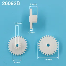 26092B 0.5M Gear 14mm Diameter 26 Teeth + 9 Teeth POM Plastic Pinion 2MM Motor Shaft Toy Parts Wheels 26+9T