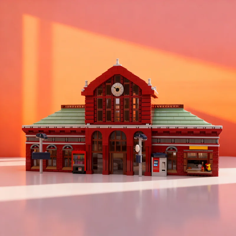 

6820 деталей MOC Central Station V2: Модель городских поездов, конструктор, игрушка-подарок, креативный коллекционный набор для демонстрации, премиум-класс для взрослых и детей