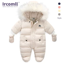 Ircomll Thick Warm Infant Baby Jumpsuit Hooded Inside Fleece Boy Girl Winter Autumn Overalls Children Outerwear Kids Snowsuit