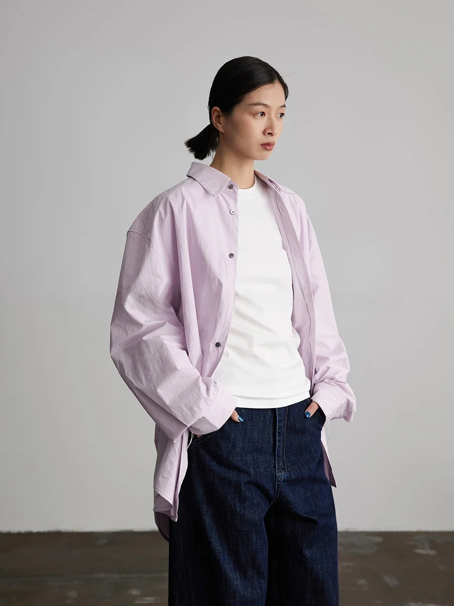 

Loose Fit Pure Cotton Sinkage Salted Cotton Women's Casual irt Spring Summer Versatile Top Color Collar