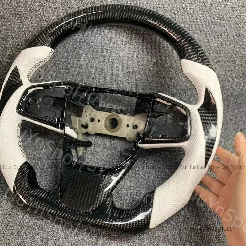 

Белый кожаный спортивный руль с элементами из настоящего карбона для Honda Civic Type-R 10-го поколения 2016-2021 годов