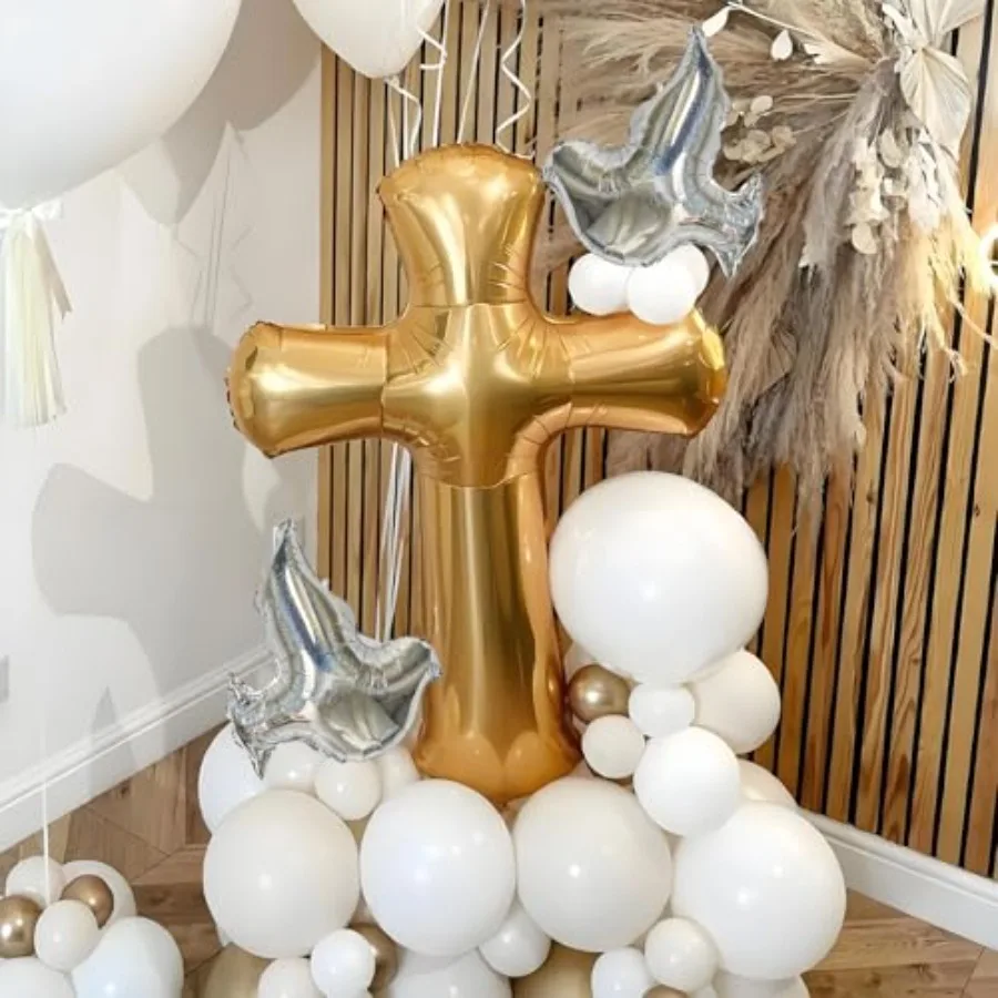 1 قطعة جامبو 44 الذهب الأحمر الصليب بالون 2 قطعة الليزر لامعة حمامة احباط بالونات لعيد الفصح حفلة عيد الميلاد صالح بالتواصل حفلة المعمودية #3