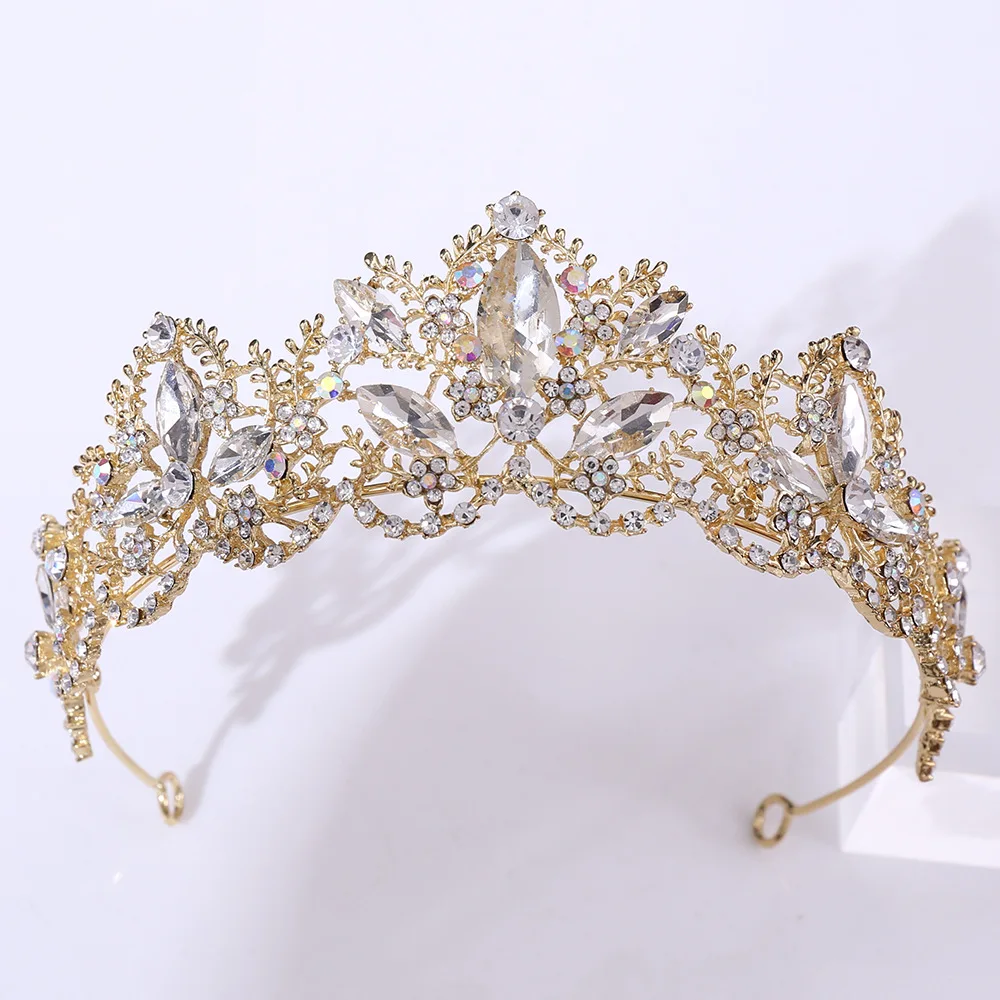 Tiaras y coronas de cristal rojo barroco, diadema nupcial con diamantes de imitación para graduación, corona Taira para mujer, accesorios para el cabello de boda, corona de joyería