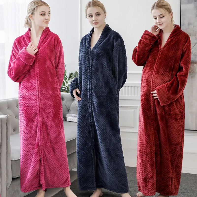 Cross-Border Bathrobe Manufacturers Flannel Nightgown Couple Thicken and Lengthen Nightdress Men and Women plus-Sized Amazon Paj