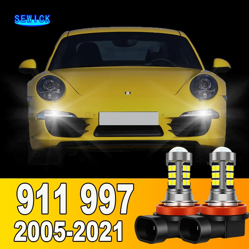 2pcs LED Fog Light Blub H8 Lamp Canbus No Error For Porsche 911 997 2004-2012 Boxster 987 2004-2012