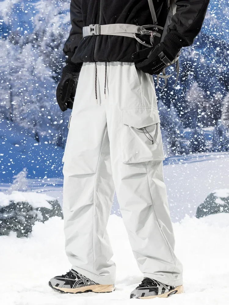 

Men's Winter Fleece Cargo Pants Outdoor Waterproof and Windproof Insulated Ski Trousers Straight Warm Pants Asian Size M-4XL