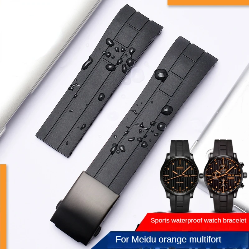 Rubber Watch Strap for Mido Rudder M005430a M005614a M025407a M038431a Soft Sports Waterproof Sweat-Proof Watchband22 23mm