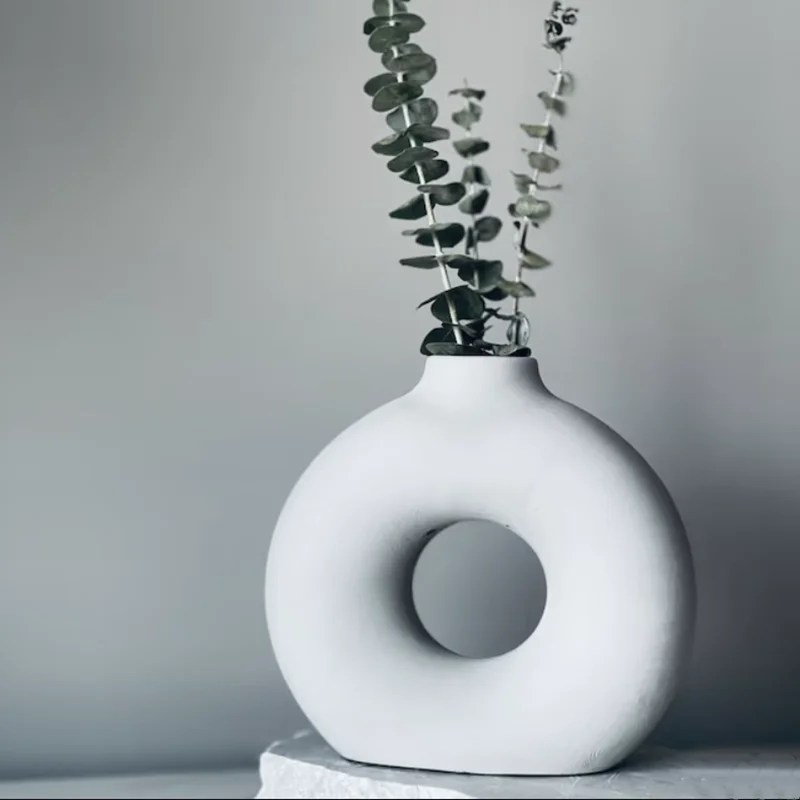 Cement Large Donut Vase Silicone Mold Making, Ceramic Hollow Doughnut Flower Pot, Jesmonite Mould, Plaster Concrete Planter, DIY