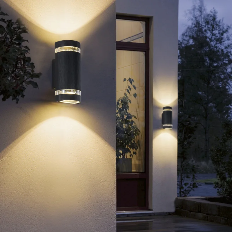 Outdoor Double Head Wall Lamp Waterproof Garden Courtyard Balcony Stair Porch Light Bedroom Replaceable Bulb Wall Light GU10