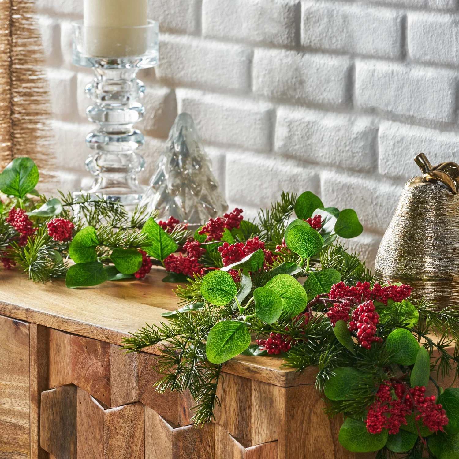 

5' Leaves/Berry Garland - Festive Thanksgiving and Christmas Decor