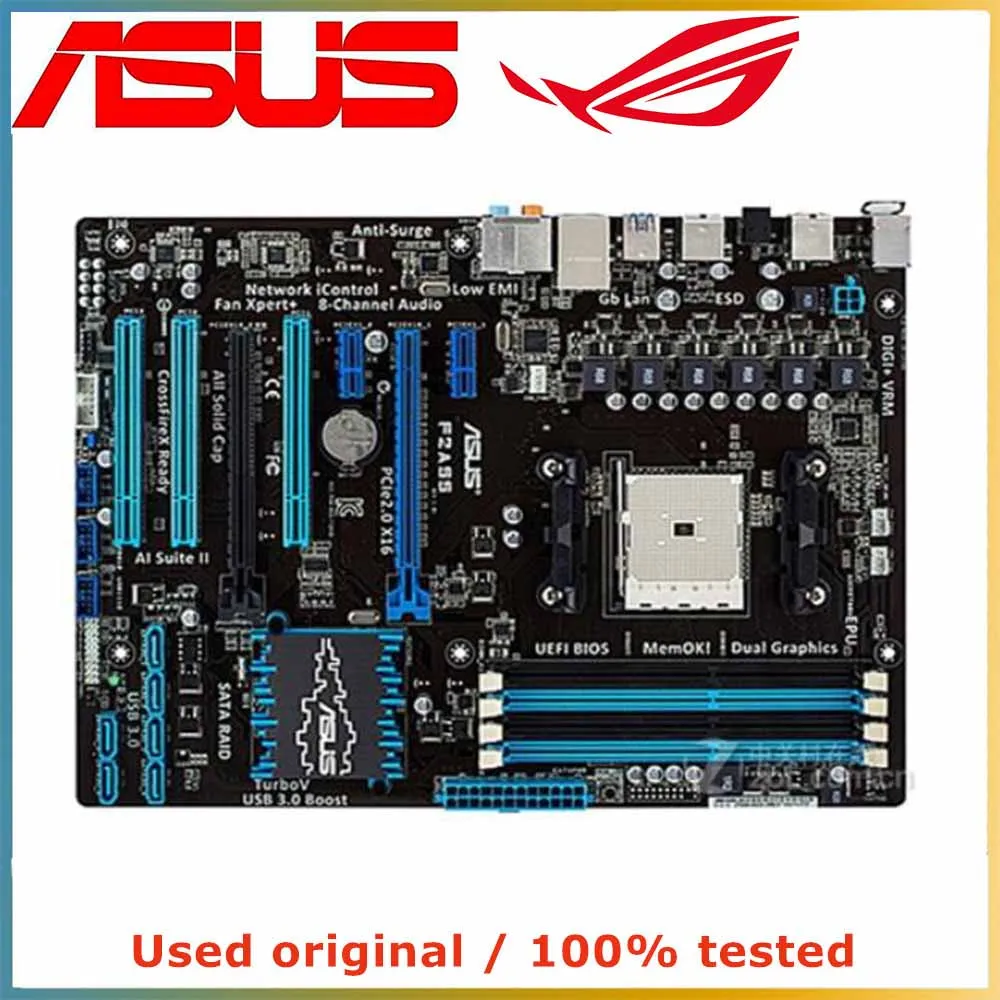 

For ASUS F2A55 Computer Motherboard FM1 DDR3 32G For AMD A55 Desktop Mainboard USB2.0 SATA II