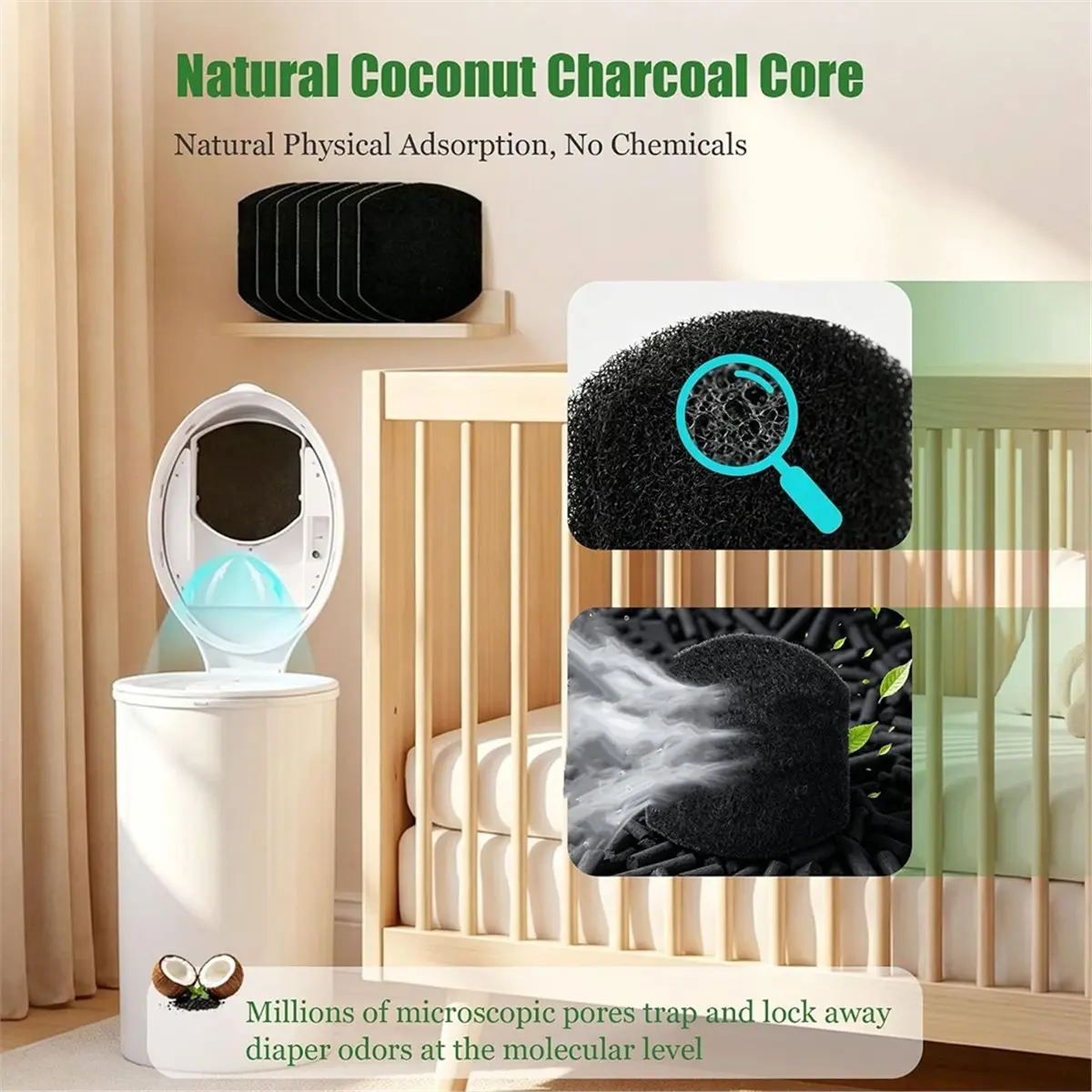 16 Pack Filters for Steel Diaper Pail - Odor Control Refills, Keeps view 4