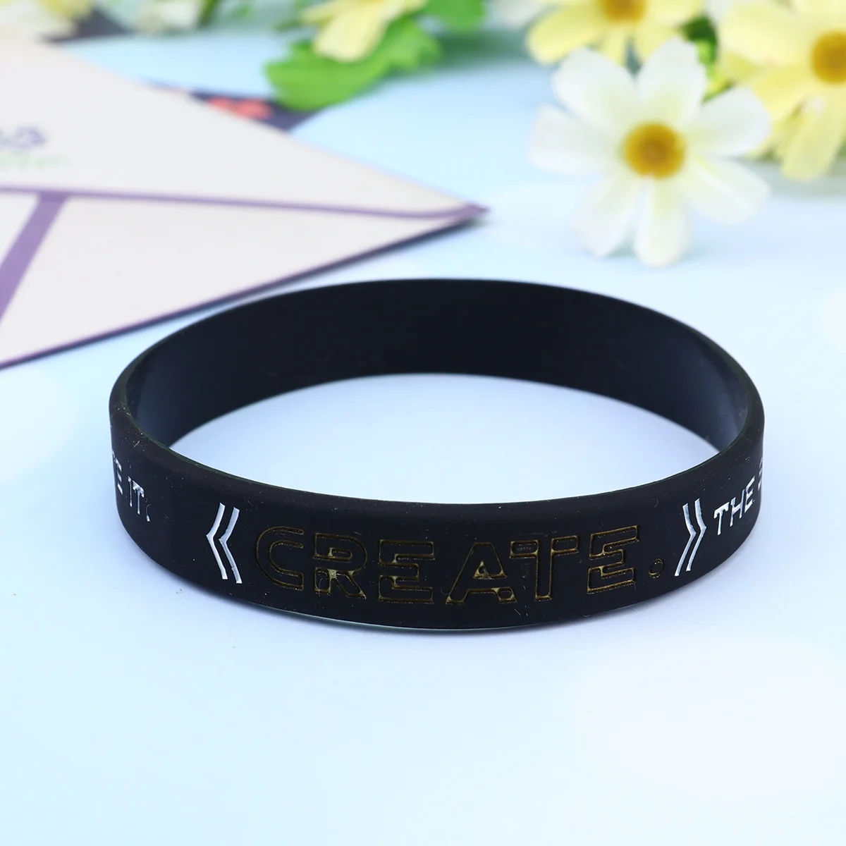 4 Pcs Wrist Bands Elastic Inspirational Bangle Silicone Bracelet Wristband Black Motivational Man