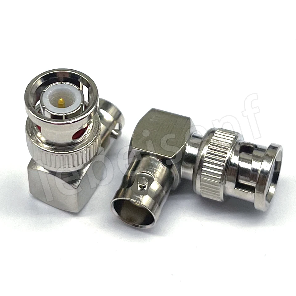 كوع أنثى دوار صغير مطلي بالذهب من النحاس بالكامل BNC-JK BNC/محول نوع Q9L/قابس مراقبة بزاوية قائمة 90 درجة