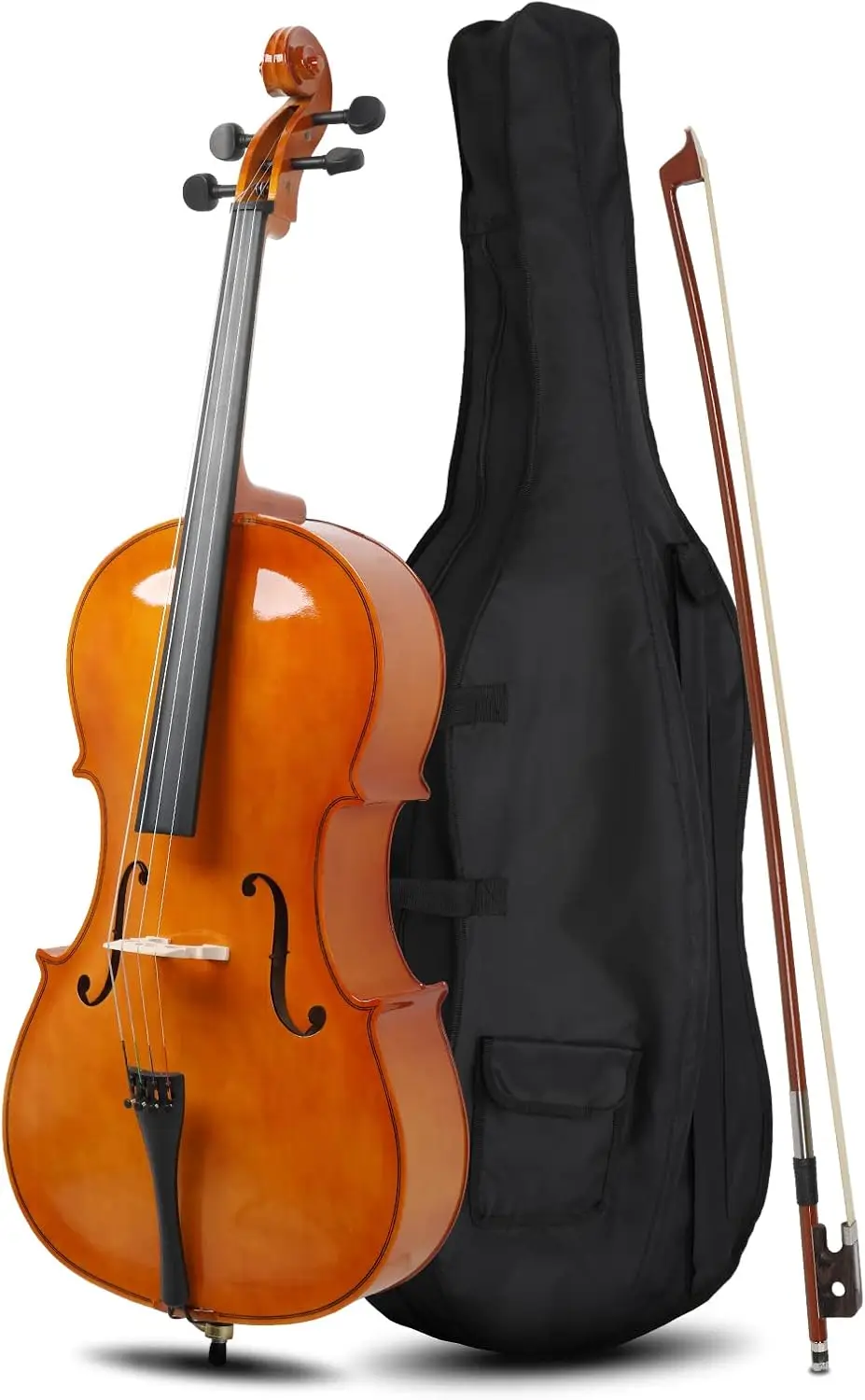 Full-Size Cello,Beginner Cello4/4,Acoustic Cello Kit with Portable Bag,Bow,Bridge,Rosin,Adults&Kids String Musical Instruments