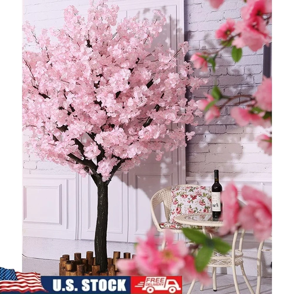 

Artificial Cherry Blossom Tree Handmade Light Pink Silk Tree Indoor Outdoor Decor Wedding Party Home Office Centerpiece 6FT