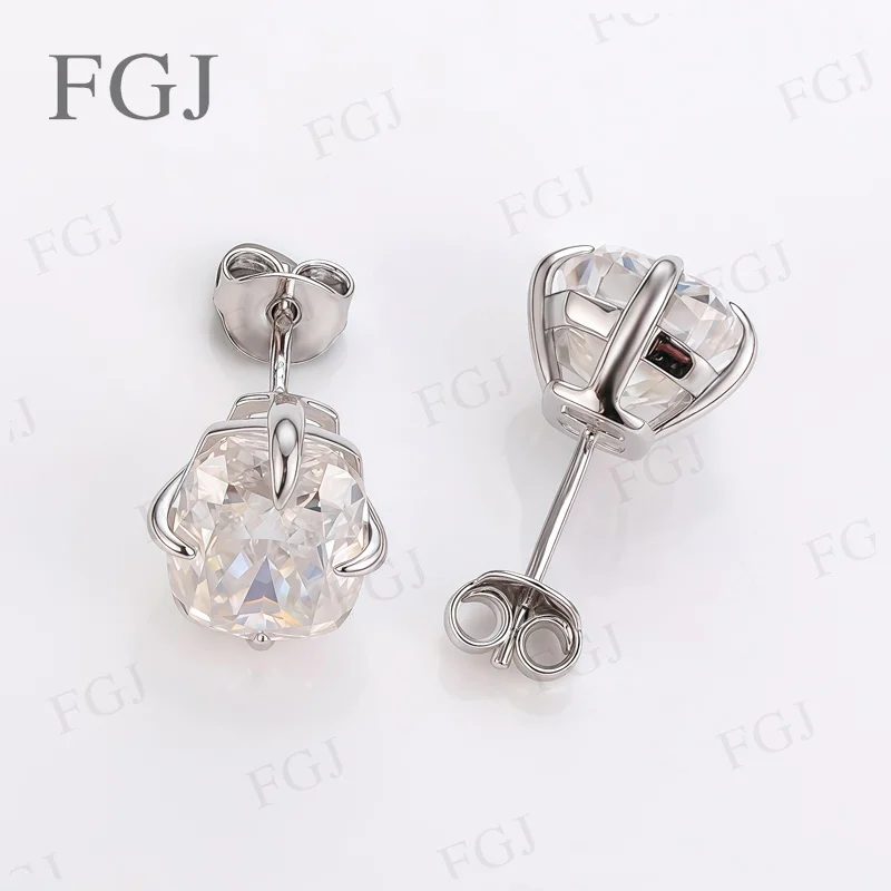 925 Sterling Silver Moissanite &Zircon Stud Earrings for Women Simple Versatile 4 Claws Fine Jewelry Gift Wedding Trendy Jewelry
