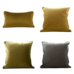 Luxury Golden Brown Gray Color Cushion Cover Sofa Bed Decoration Soft Velvet Pillowcase Without Stuffing