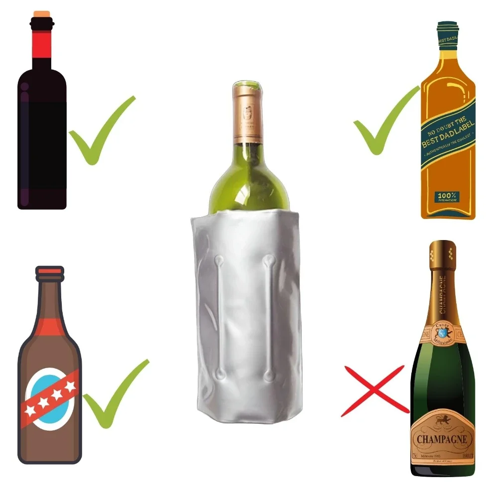 Tragbare Gel-Weinkühler-Hülle Champagner Bierflaschenkühler Eisbeutel für Picknick Party BBQ Camping Reise BYOB Getränkegeschenk Barzubehör – Detail 6