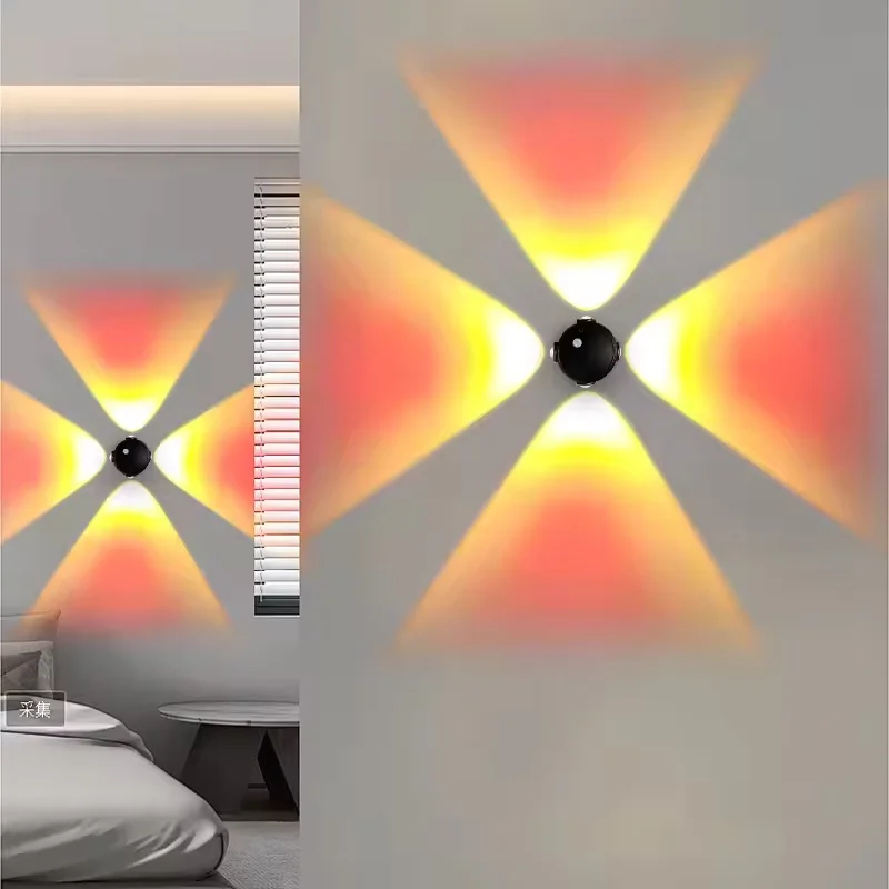 Smart Motion Sensor Wall Lamp 4 Head RGB Gradient Night Light Magnetic USB Charging Modern Corridor Ambient Lighting