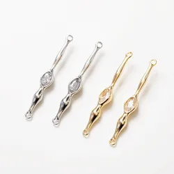 4PCS 14k Gold Plated Long Strip Connectors Pendant Jewelry Making Tools DIY Hand Made Brass Accessories 5*38mm