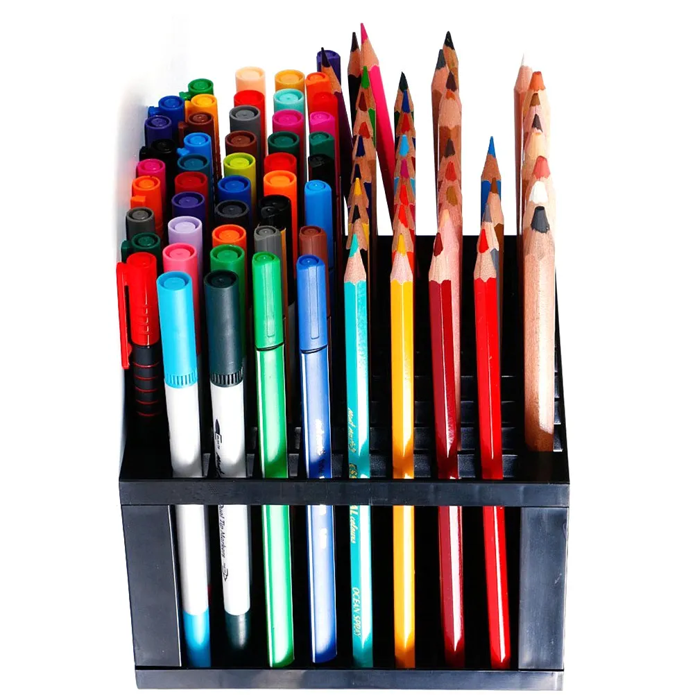 2Pcs Pencil Brush Holder Desk Organizer 96 Hole Plastic Stand for Art Storage Drawing Tools Pencil Holder Pen Stand