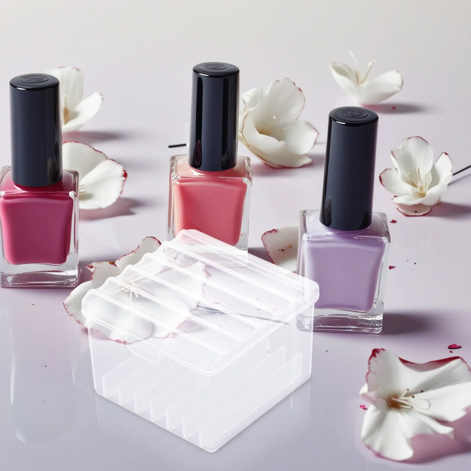 2Pcs Japanese Minimalist Nail Brush Cleaning Nail Art Brush Holder Plastic Dappen Dish Manicure Tools Cleaner Tray