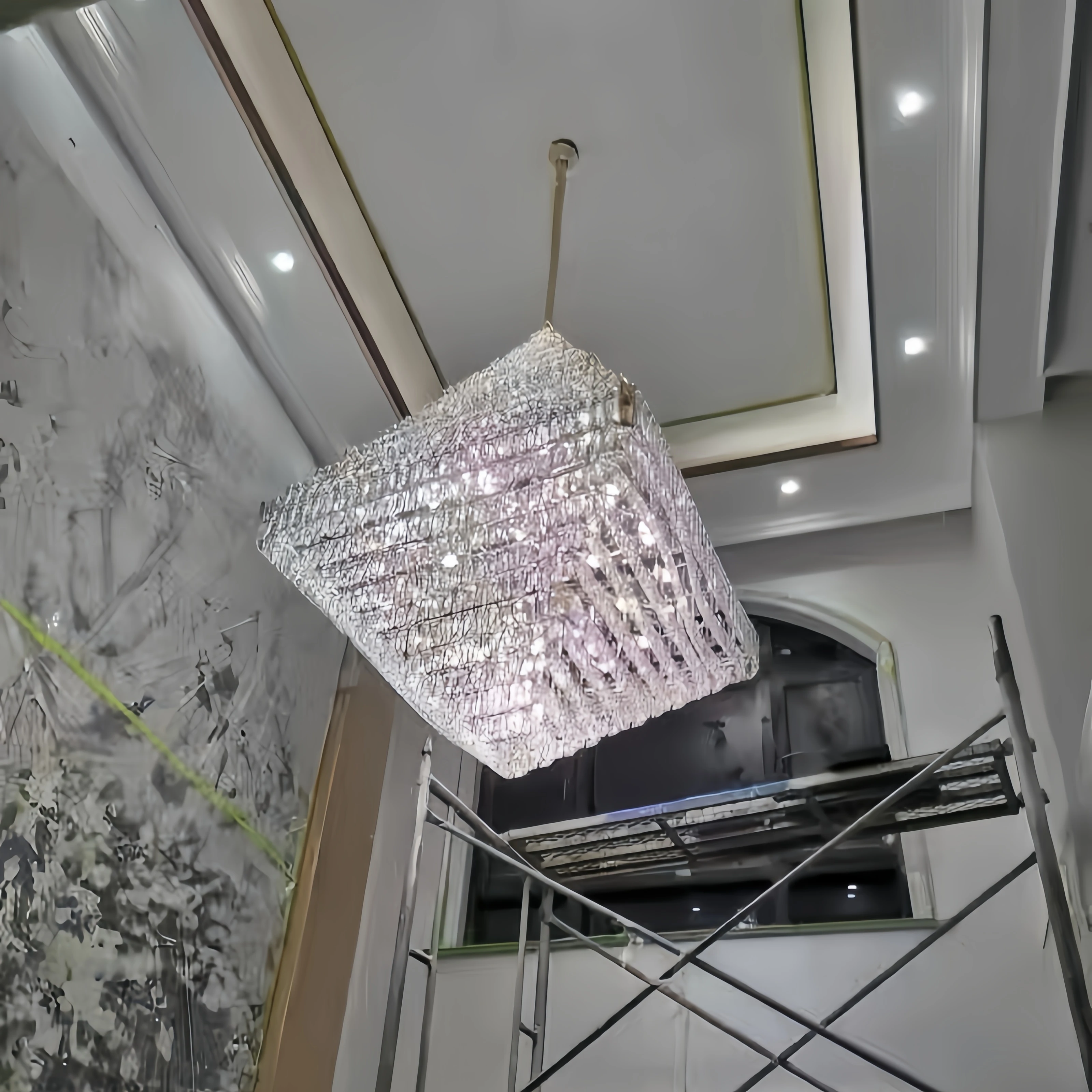 

Duplex Crystal Building Square Pyramid Crystal Chandelier Living Room High-end Hotel Lobby Lighting Decoration Led Lustre