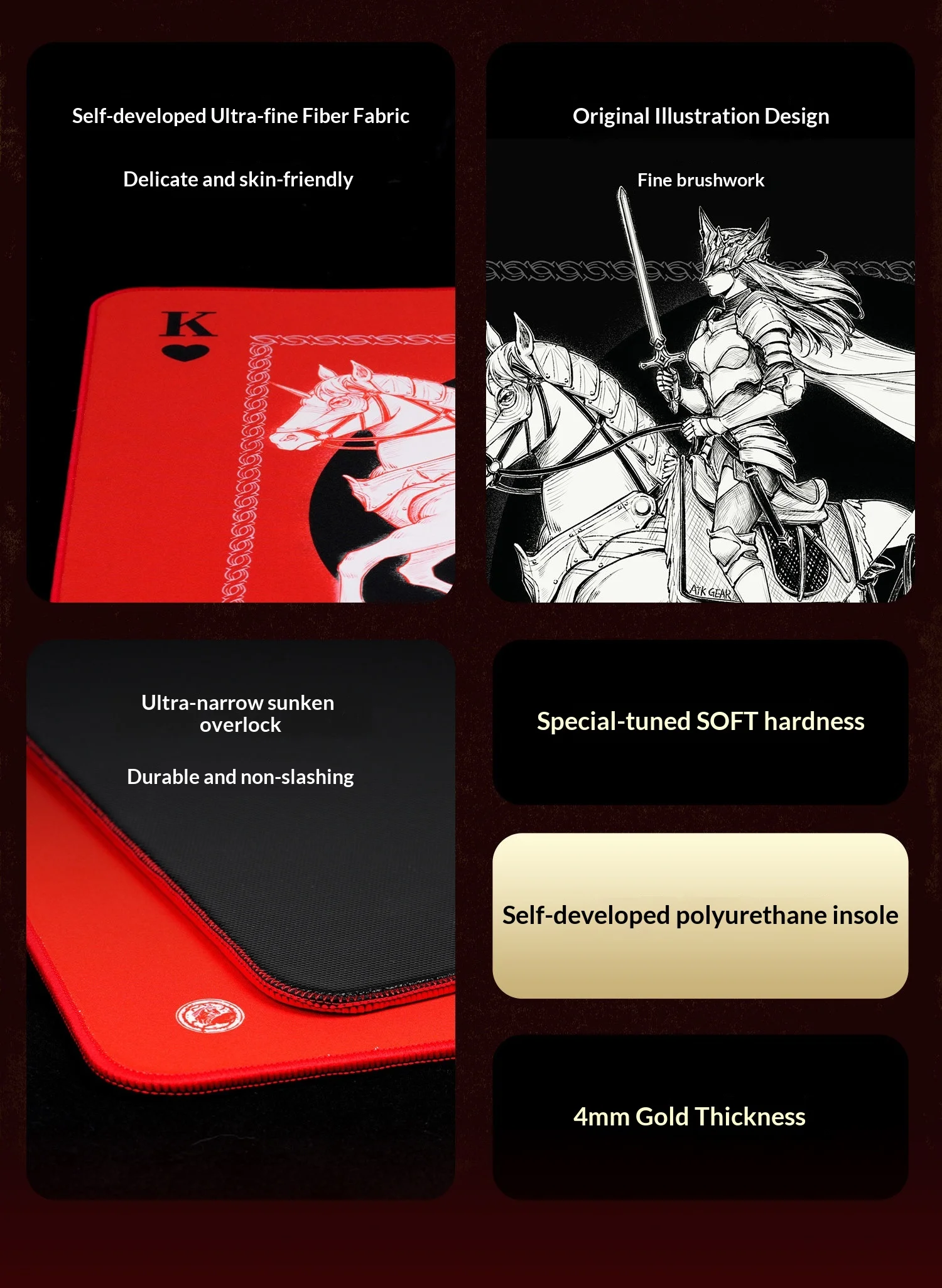 Original ATK Mauspads Warhorse Battle Riding Mauspad Original-Illustration E-Sports FPS-Spiel Büro Fearless Contract Delta – Detail 3