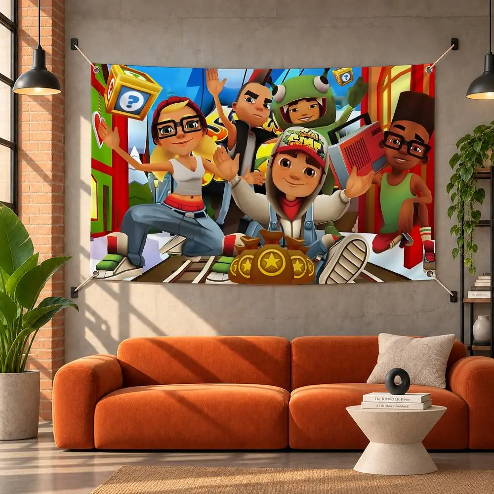 Game S-Subway S-Surfers Flags Tapestries Outdoor Parties Bedrooms Living Rooms Dorm Rooms Wall Decor Banners Gifts