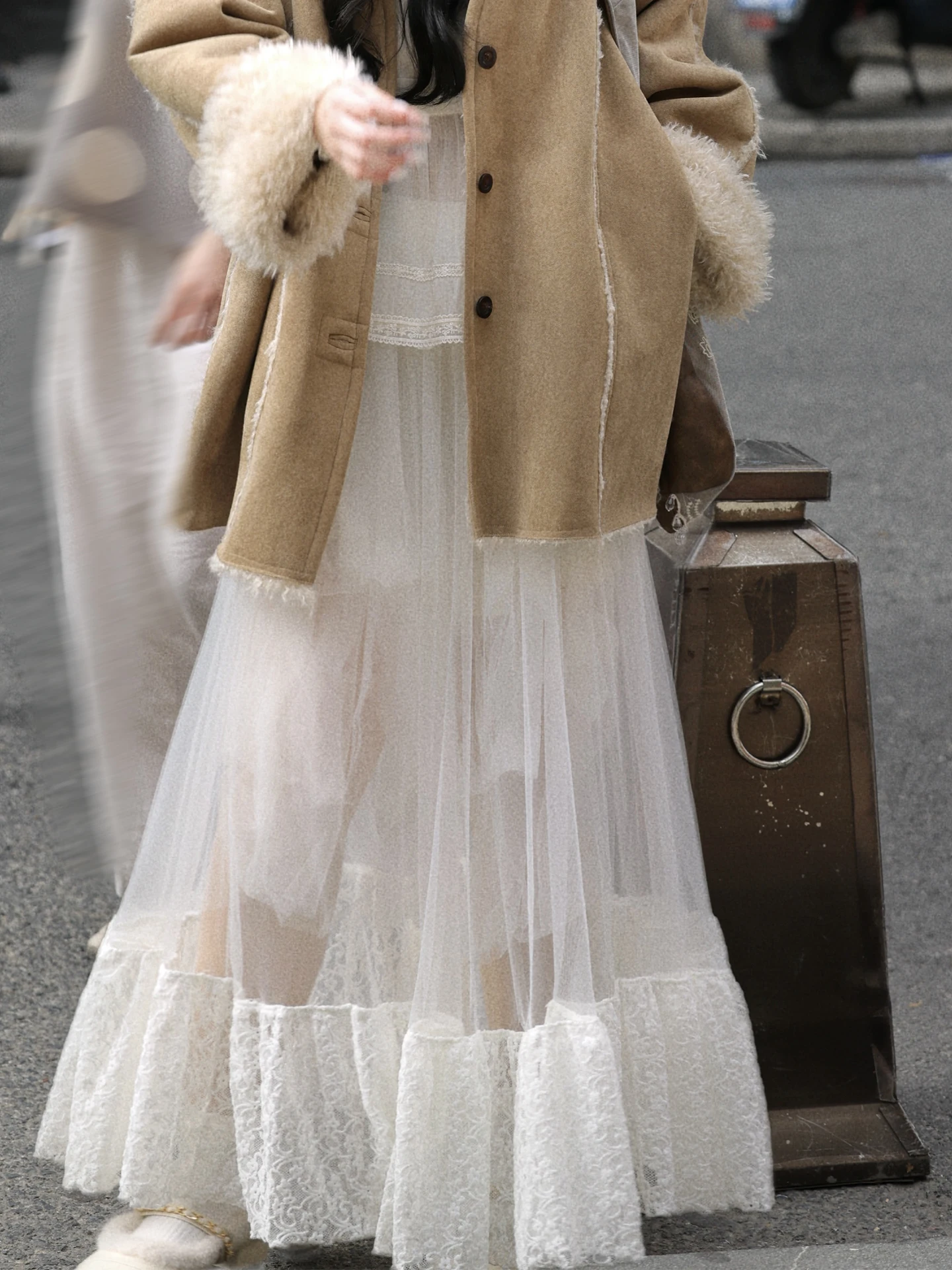 

Ретро-юбка с воротником-стойкой и кружевом, многослойная, мягкая, с длинными рукавами, из полиэфирного волокна, женская модная одежда