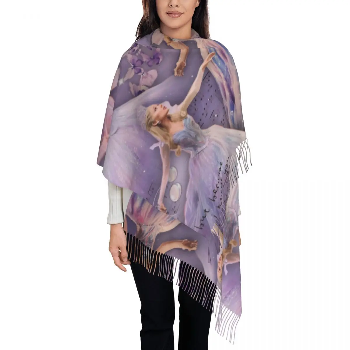 Womens Scarf with Tassel Wicked For Good Glinda Large Winter Fall Shawl and Wrap Princess Daily Wear Pashmina Scarves