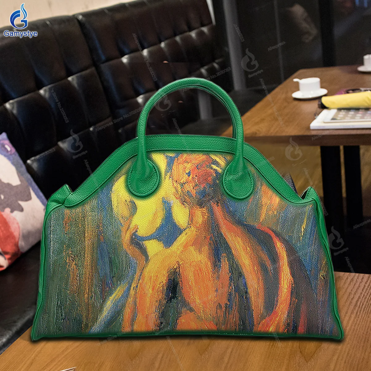 

Shoulder Bags Sac De Luxe Femme Luxury The human body Bags Women Hand Drawing Art Graffiti Handbags High Quality Genuine Leather