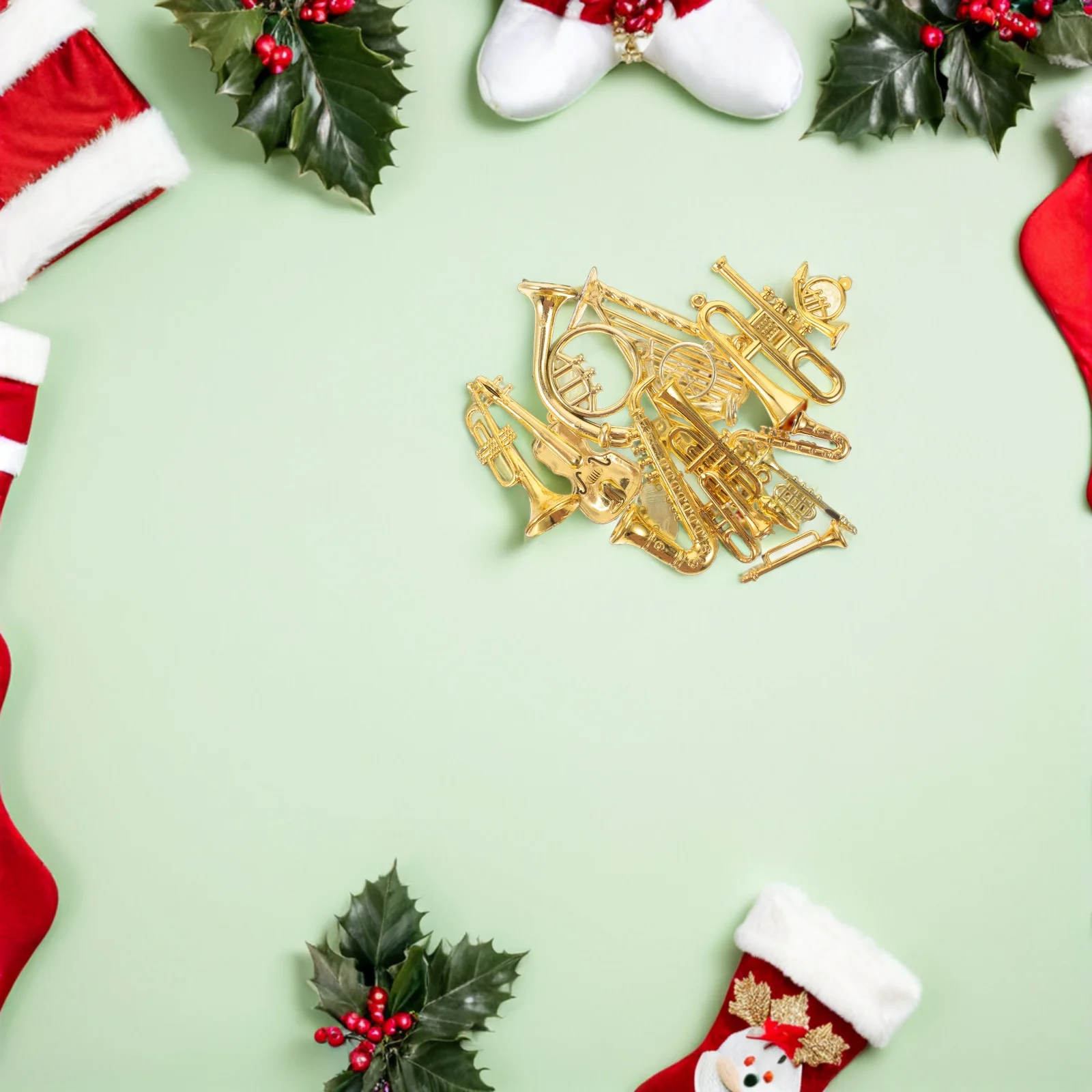 

28Pcs Christmas Tree Decorations Miniature Musical Instrument Ornaments Tiny Trumpet Violin Flute DIY Craft Delicate Accessories