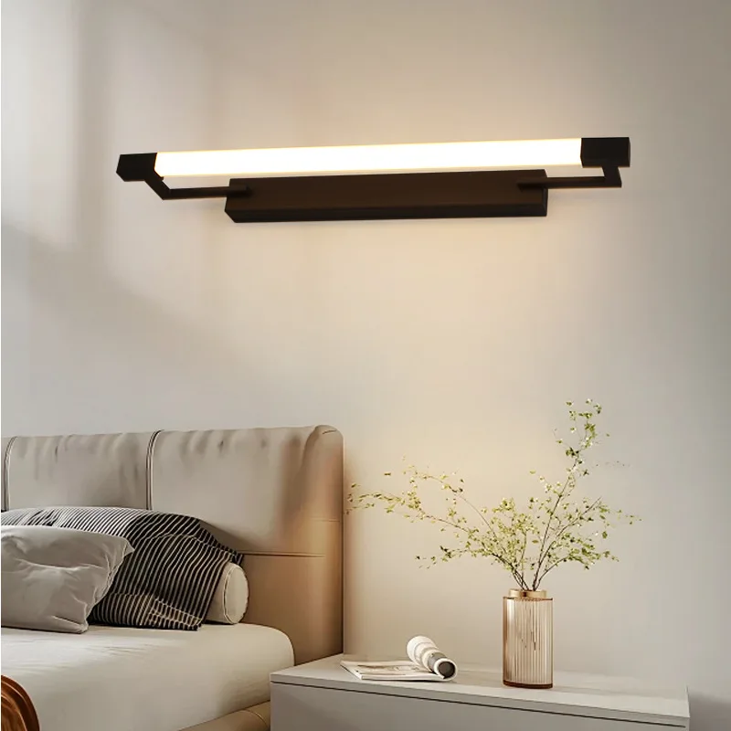 

Современный Простой Квадратный Настенный Светильник из Акрила (Черный с Золотом) для Прихожей, Светильник для Зеркала в Спальне, Прикроватная Лампа