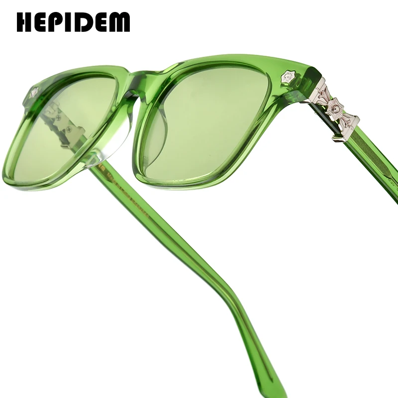 

HEPIDEM Acetate Polarized Sunglasses for Men Famous Brand Designer Chrome glasses Big Size Square Sun Glasses for Women CH 395T