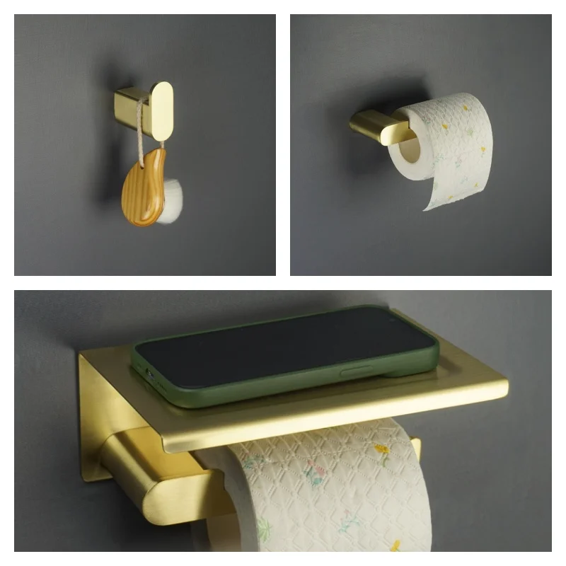 نحى الذهب اكسسوارات الحمام مجموعة فرشاة المرحاض حامل ورق المرحاض منشفة بار السكك الحديدية رف شماعات هوك صحن الصابون الأجهزة