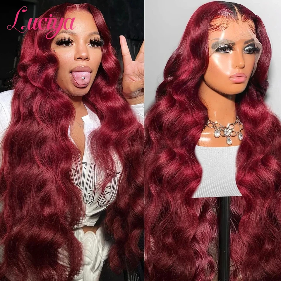 

99J Burgundy Lace Front Human Hair Wig Body Wave Red Colored Glueless Wigs Brazilian 13x4 HD Lace Frontal Wigs On Sale Clearance