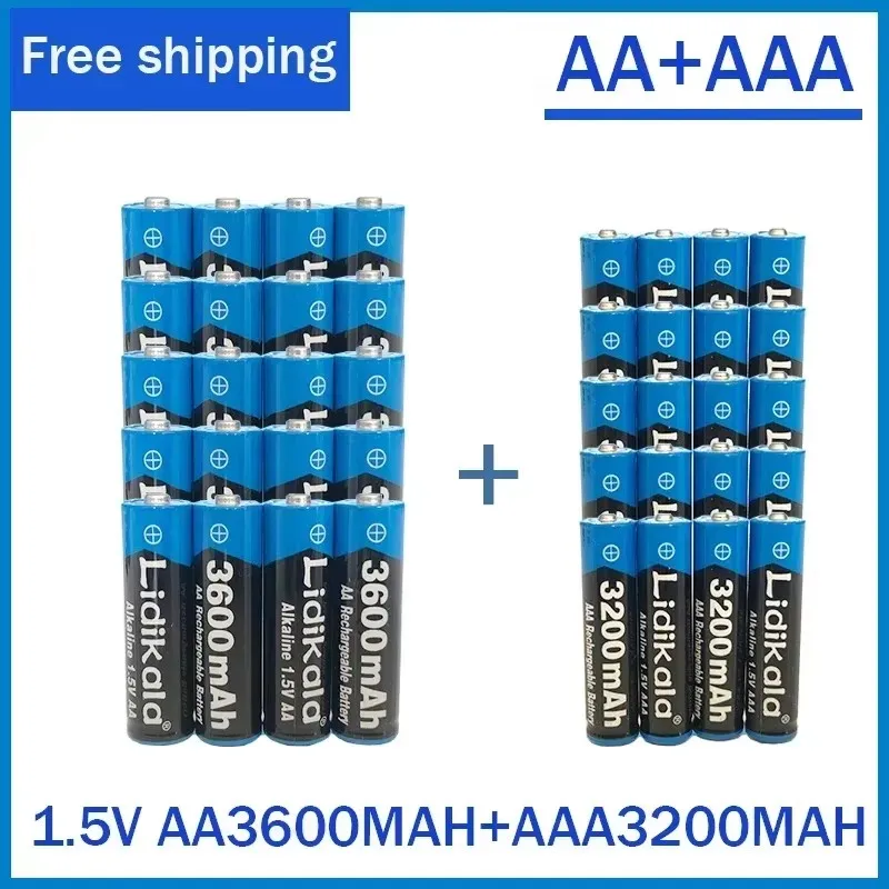 

AA+AAABattery 100%New Original 1.5V Rechargeablebattery AA3600MAH AAA3200MAH Lkaline Battery for Remote Control